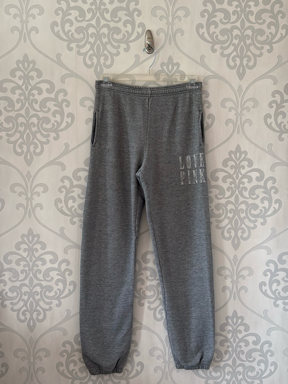 Victoria's Secret Gray Girls' Sweatpants with 'LOVE PINK' Print